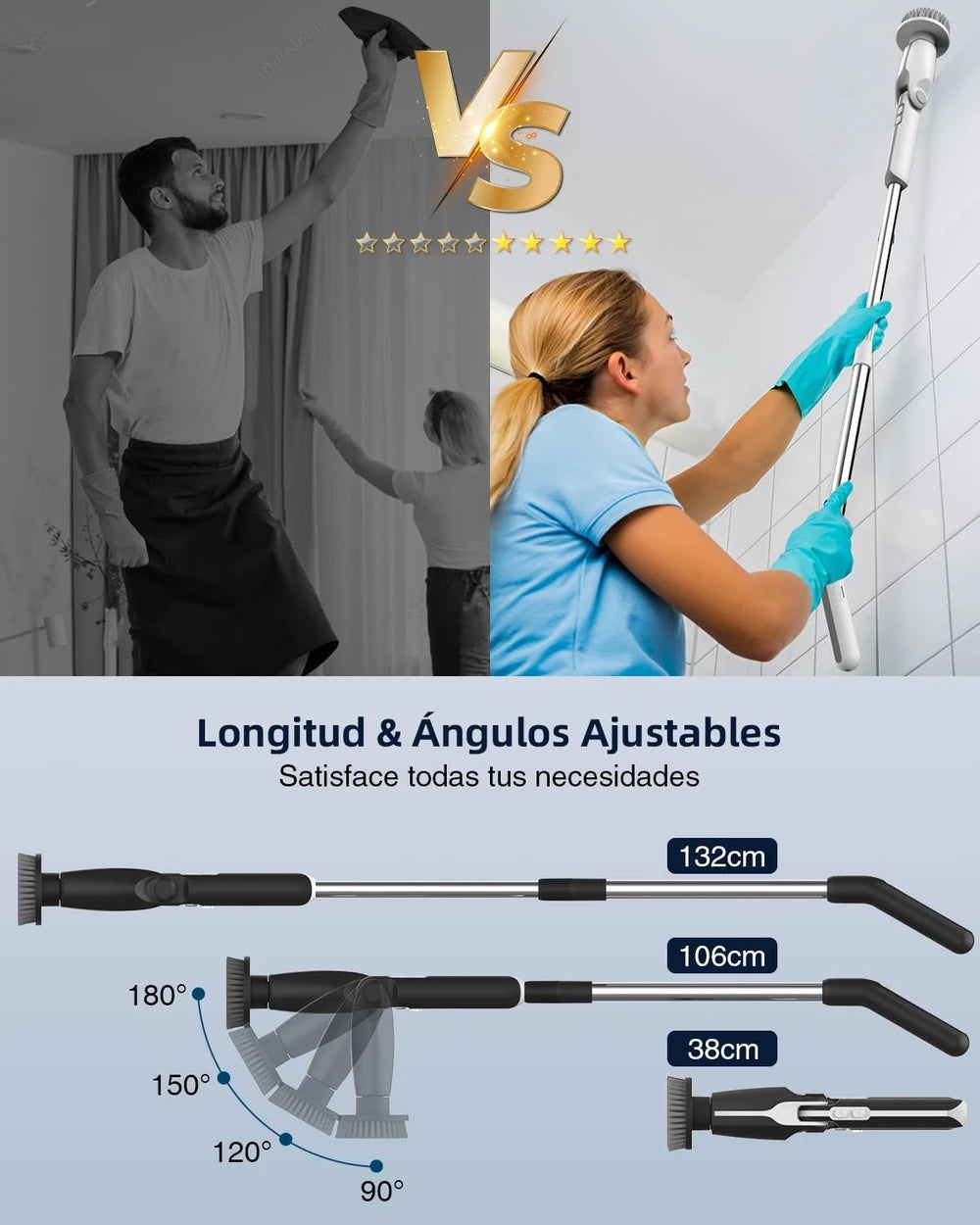 Limpia el Baño sin Agacharte — Cepillo Eléctrico Giratorio para Azulejos y Juntas